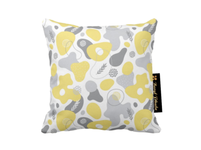 Yellow and Grey Print #1 Cushion