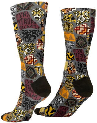 Afro Patchwork Print Design 1 Socks