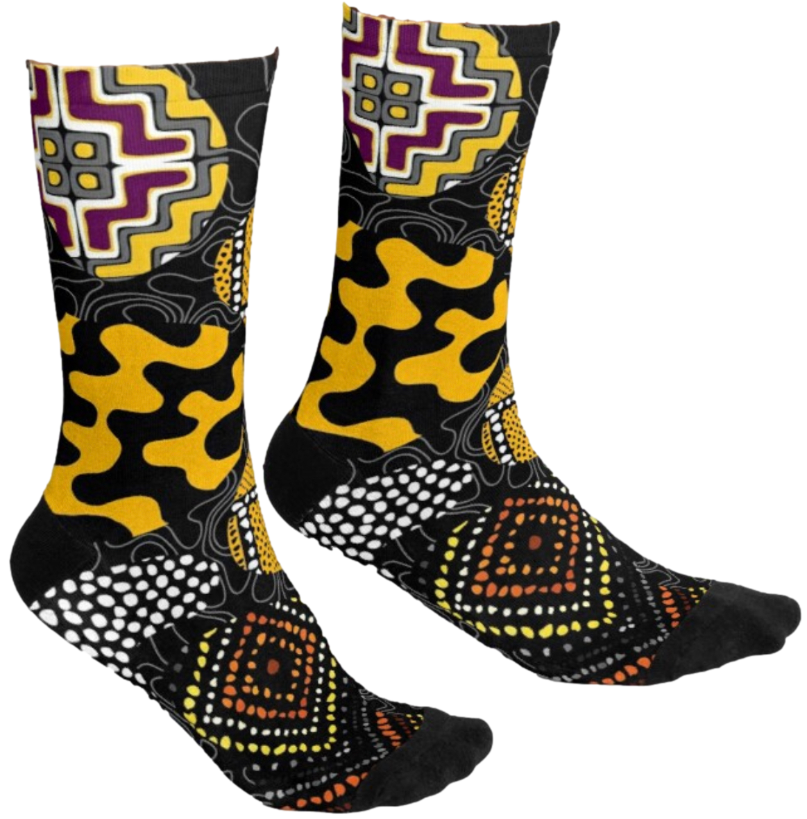 Afro Patchwork Print Design 8 Socks