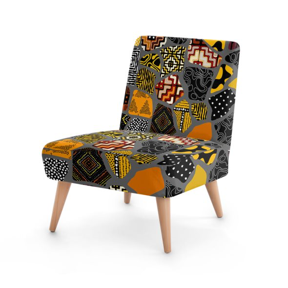 Occasional Chair Afro Patchwork Print Design 1