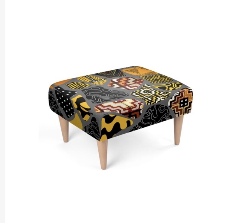 Footstool Afro Patchwork Print Design 1