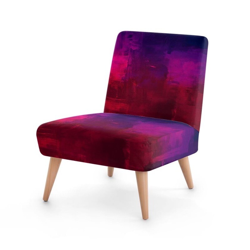 Occasional Chair Purple and Red Watercolour Print