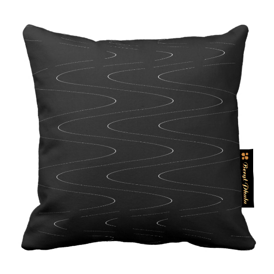 Monochrome Cushion - Waves Print Design