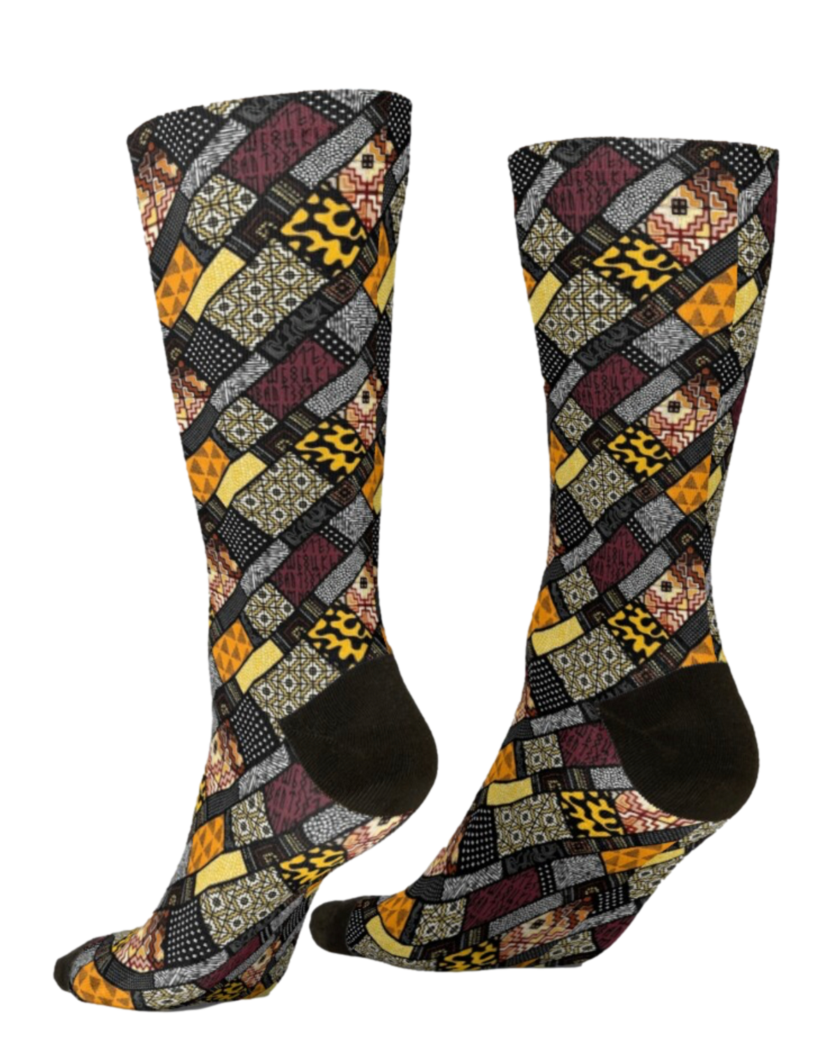 Afro Patchwork Print Design Socks 7