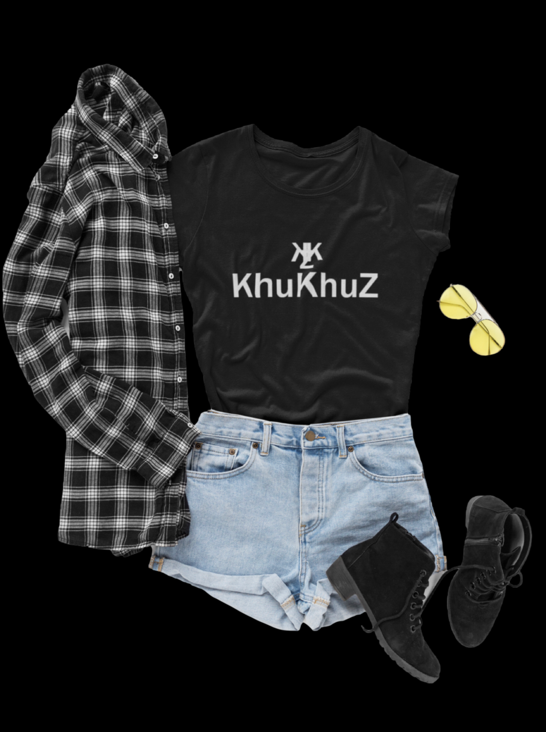 KHUKHUZ WOMENS SHORT SLEEVE BLACK T-SHIRT