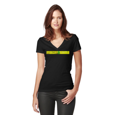 Lemon Watercolour Print Fitted V-Neck T-Shirt