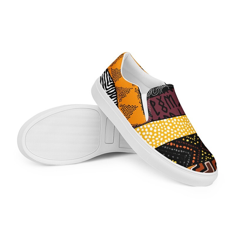 Men’s Afro Print Design 9 Slip Ons