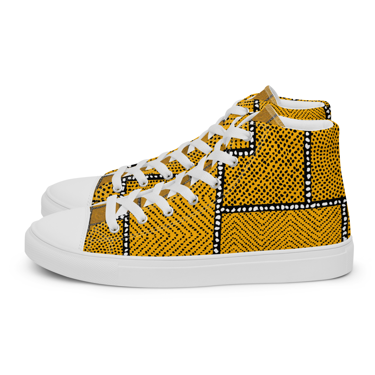 Women’s high top canvas shoes Afro Patchwork Print Design 2