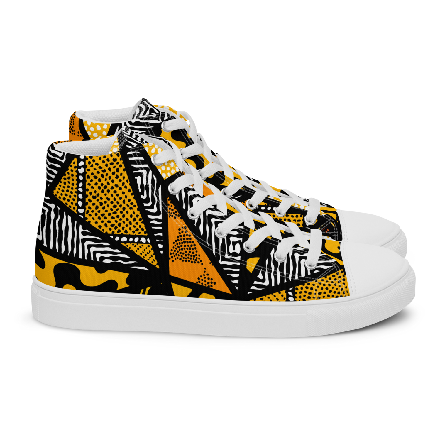 Women’s high top canvas shoes Afro Patchwork Print Design 10