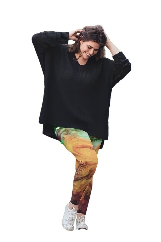 Green and Lemon Watercolour Leggings