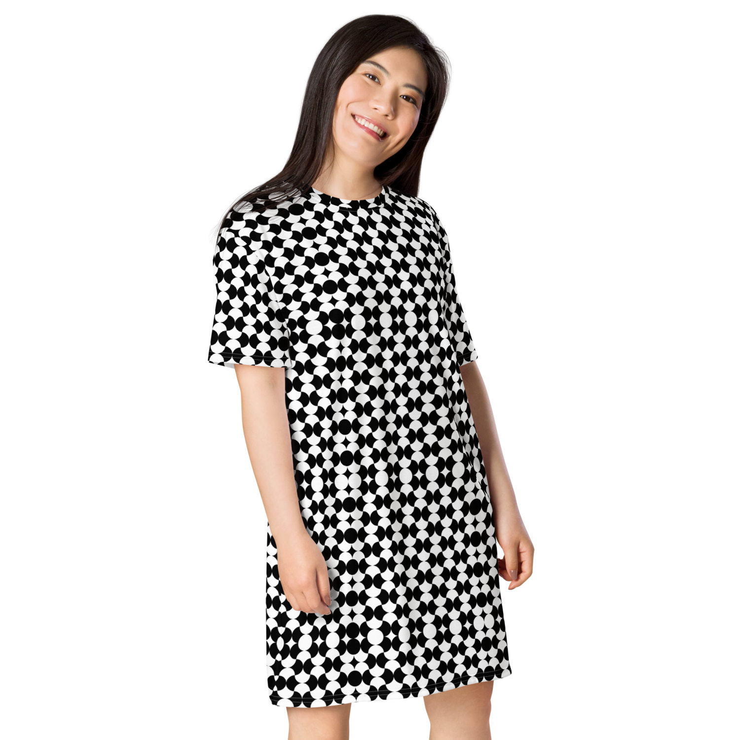 T-shirt Dress Monochrome Short Sleeves Style #5