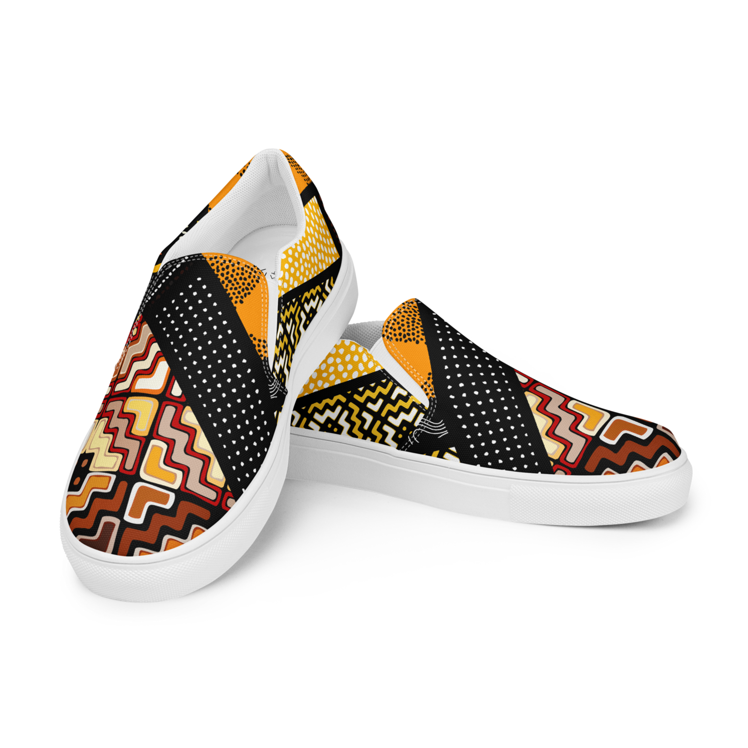 Women&#39;s Slip On Canvas Shoes Full Cover Afro Patchwork Print Design 2