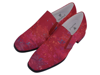 Women's Slip On Heel Loafers Viva Magenta Print Design #5
