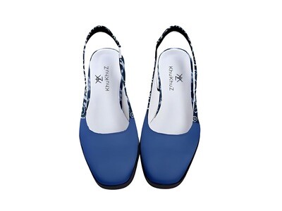 Women’s Classic Slingback Heels Blue Print Tie Dye Shoes
