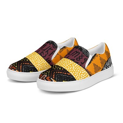 Women’s Afro Print Design 9 Slip Ons