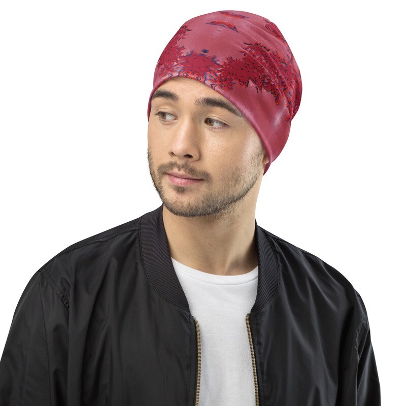 Beanie Viva Magenta Abstract Print Design #22.1 - Metaverse