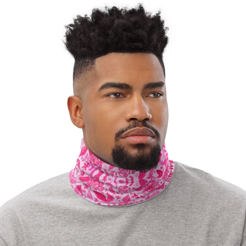 Neck Gaiter Barbie Pink Floral Viva Magenta Abstract Print #2