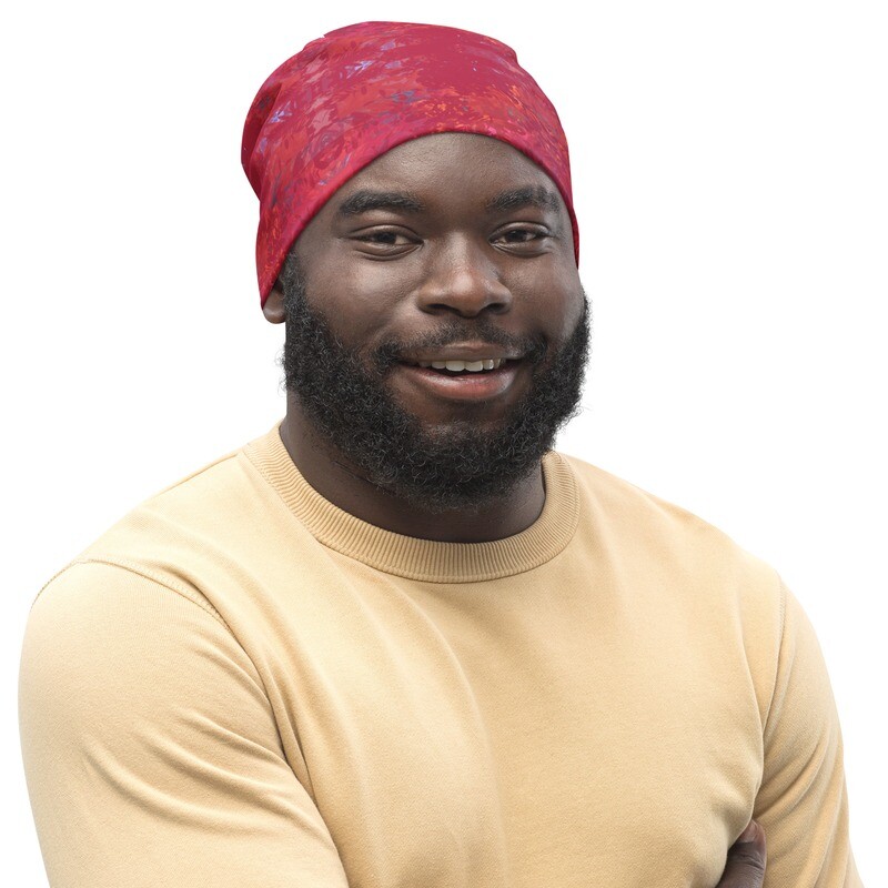 Beanie Viva Magenta Abstract Print Design #15.1