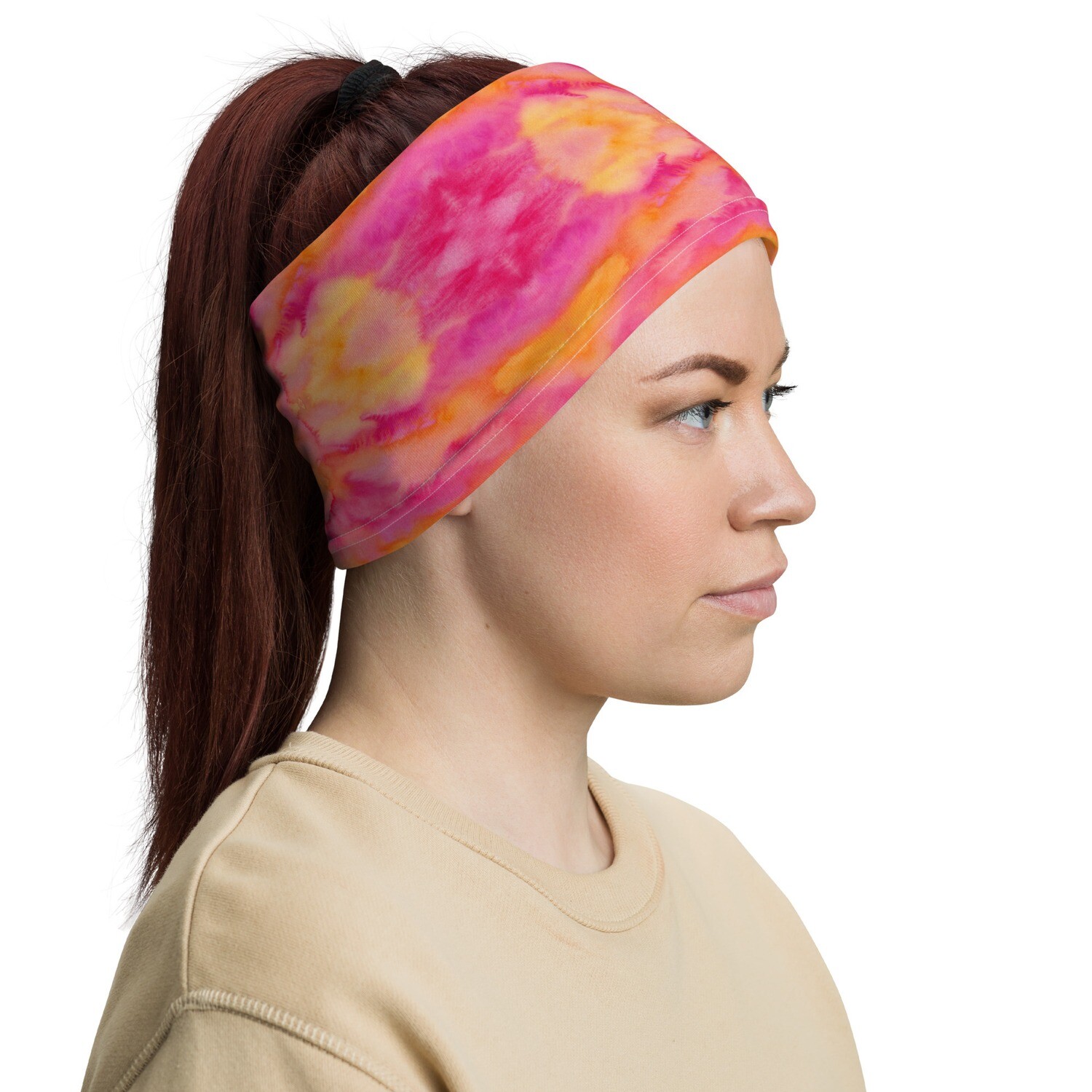 Neck Gaiter Barbie Pink and Yellow Viva Magenta Abstract Print #5.1