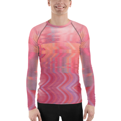 Men&#39;s Rash Guard Viva Magenta Texture 2 Metaverse