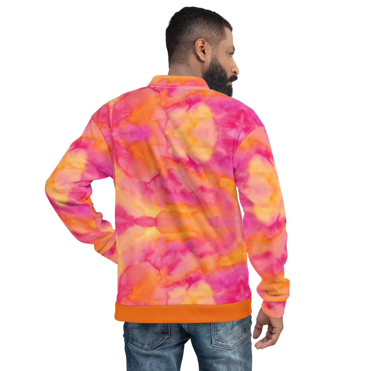 Unisex Bomber Jacket Orange and Pink