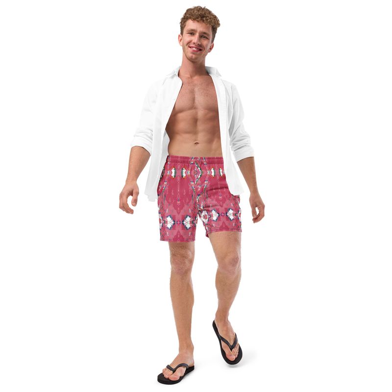 Men’s Recycled Swim Trunks Viva Magenta Texture #39 Mataverse
