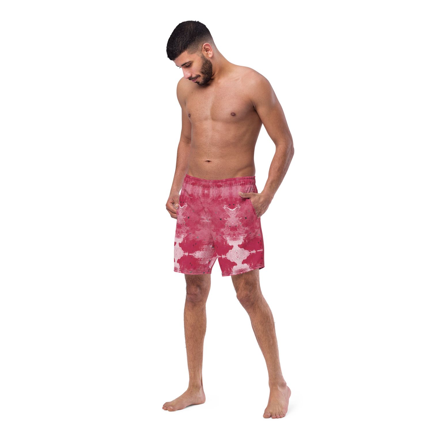 Men’s Recycled Swim Trunks Viva Magenta Texture #37 Mataverse