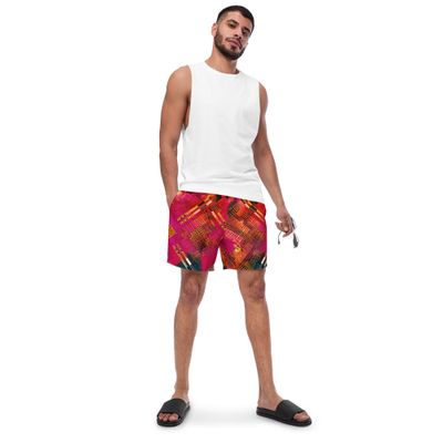 Men’s Recycled Swim Trunks Abstract Pink Print #7