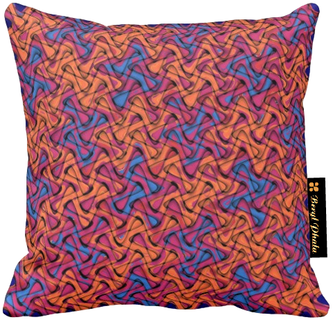 #Cushion Blue and Orange Weave Print Design