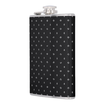 LEATHER HIP FLASK WHITE CIRCLES PRINT