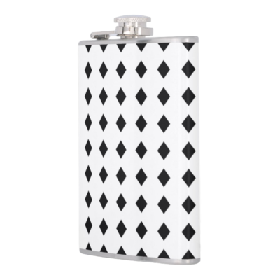LEATHER HIP FLASK BLACK DIAMONDS PRINT
