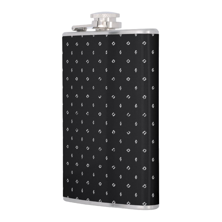 LEATHER HIP FLASK WHITE CIRCLES PRINT