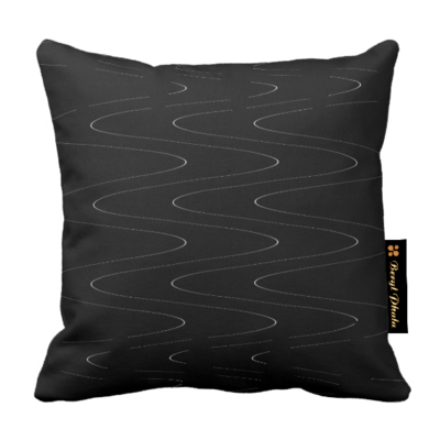 Monochrome Cushion - Waves Print Design