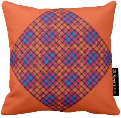 Cushion Blue and Orange Base Weave Print Design
