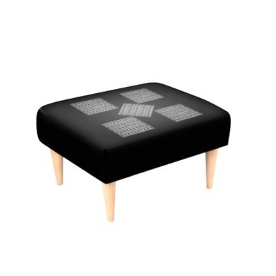 Footstool Black and Knit Print Design Patches