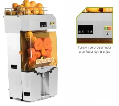 Exprimidor automático de naranjas con contador.