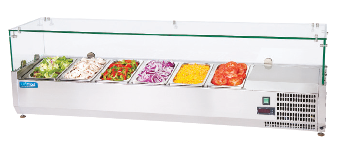 Vitrina para ingredientes de 8 cubetas GN 1/4.