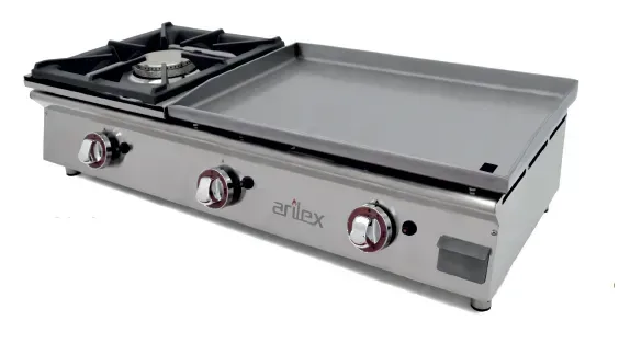 Plancha a gas de 60 cm con fogón.