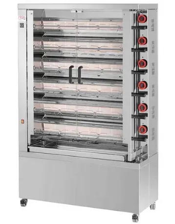 Asador a gas de 6 espadas.
