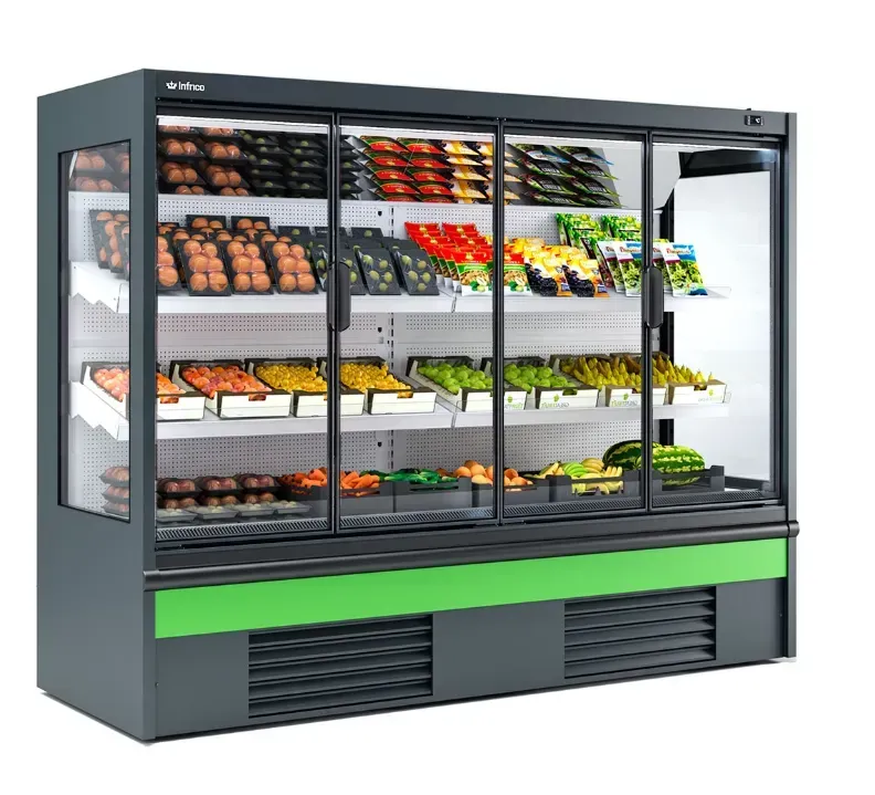 Vitrina mural refrigerada para frutería 4 puertas.