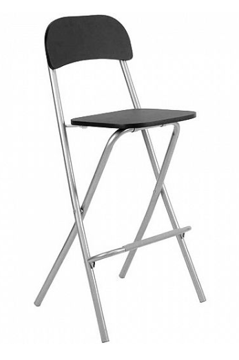 Taburete plegable negro.