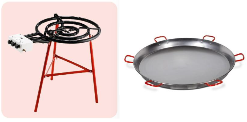 Paellera pulida 130 cm con fogon a gas 90.