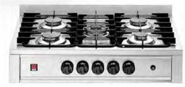 Cocina de 5 fuegos de sobremesa.