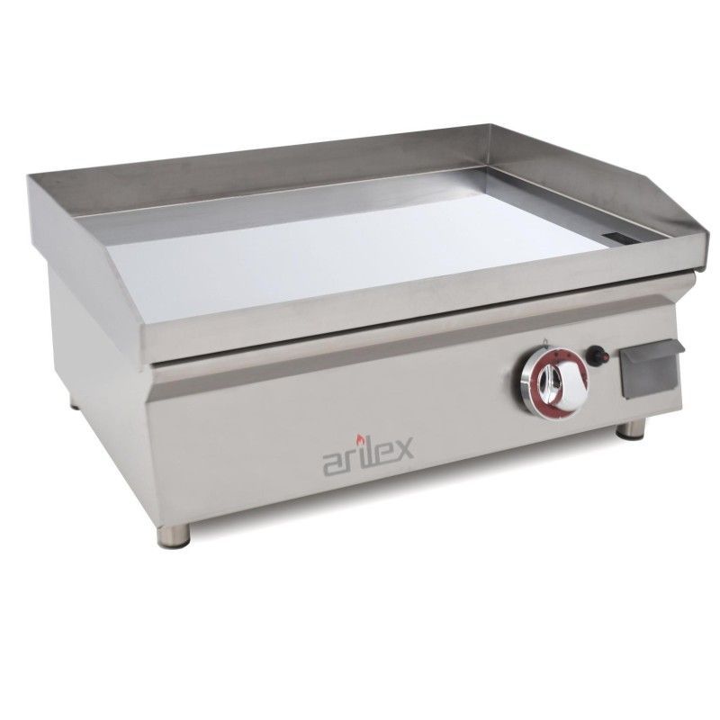 Plancha a gas de 60 cm con baño de cromo duro.