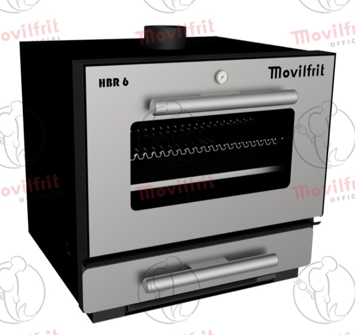 Horno brasa con puerta de cristal.