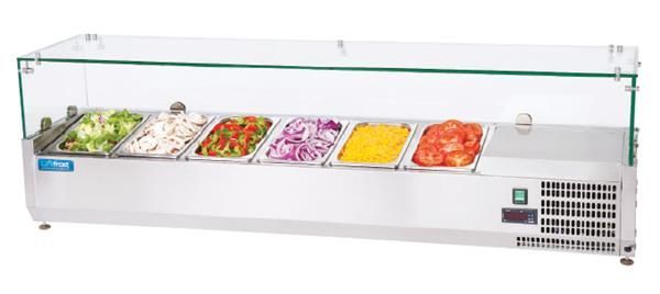Vitrina de ingredientes con cristal  de 8 cubetas.
