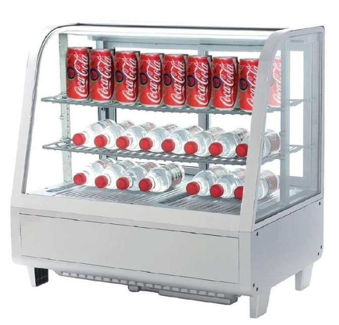 Vitrina expositora de 4 caras de cristal.