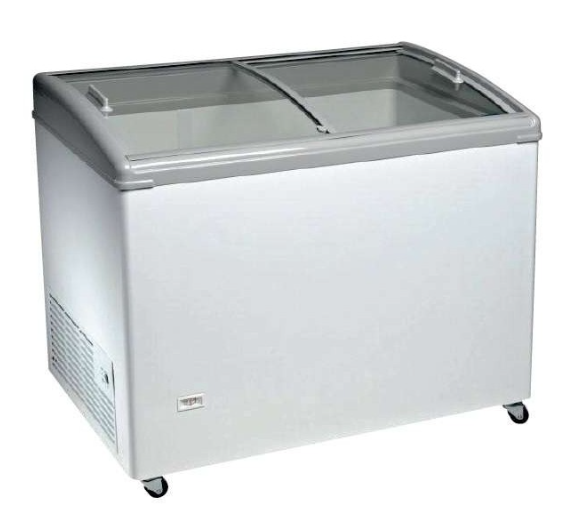 Congelador curvo con puertas de cristal de 333 L.