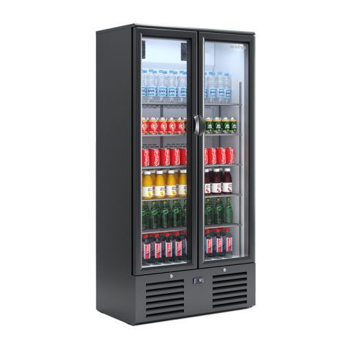 Expositor refrigerado de 2 puertas en negro lacado.