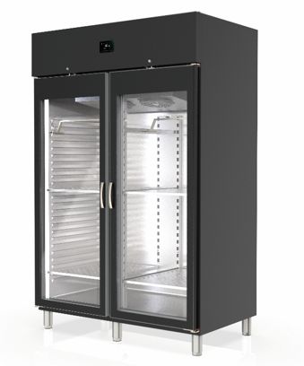 Expositor de maduración de 2 puertas en negro.